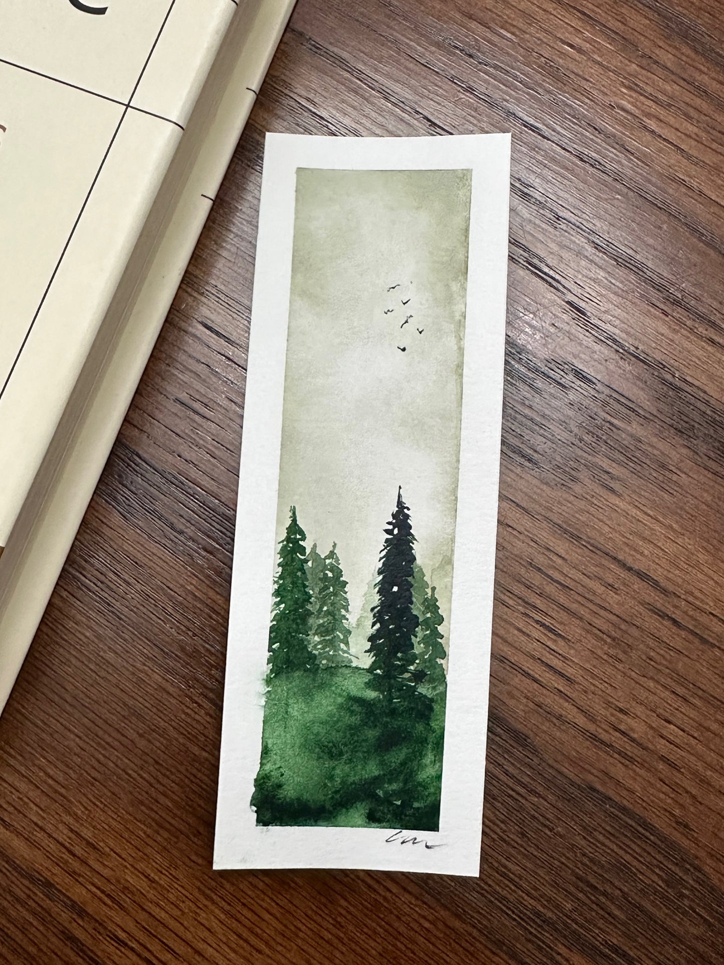 Original Watercolor Forest Bookmark
