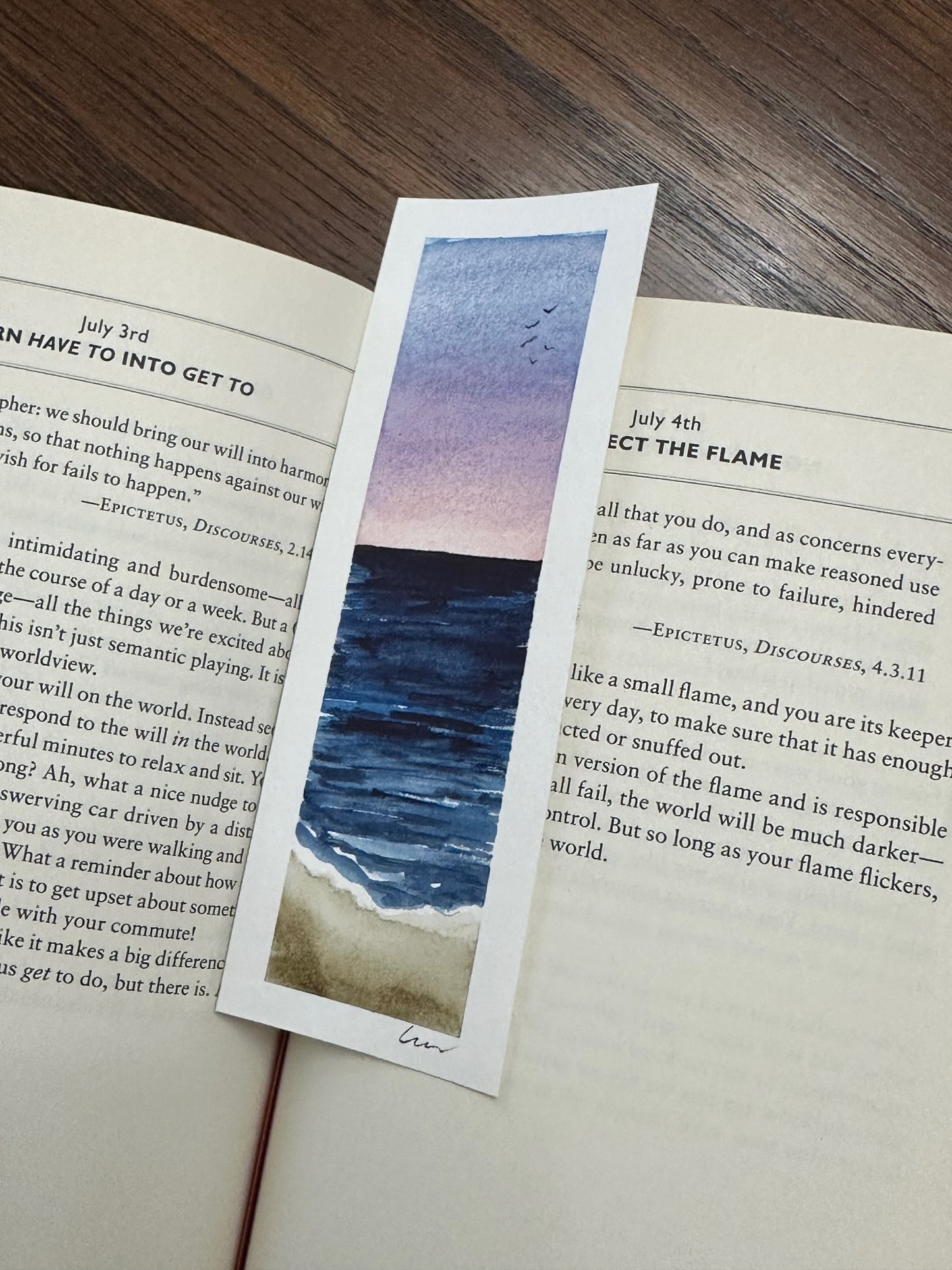 Original Watercolor Sunset at the Beach Bookmark
