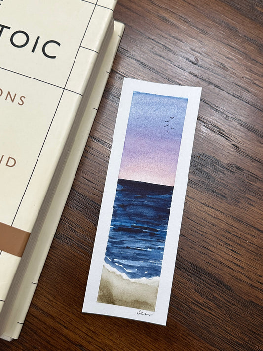 Original Watercolor Sunset at the Beach Bookmark
