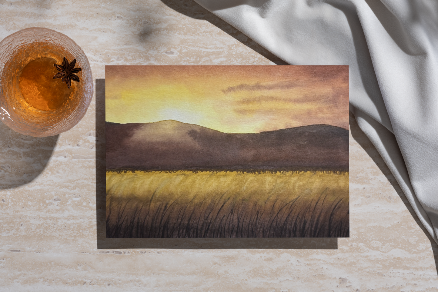Sunset Watercolor Greeting Card