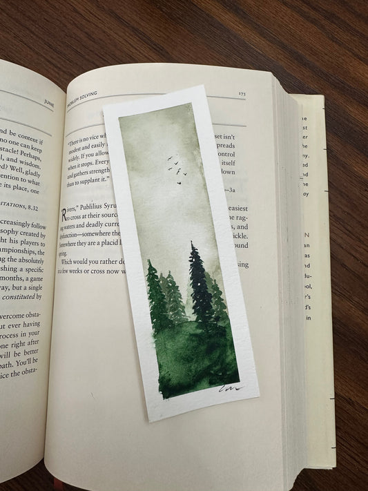 Original Watercolor Forest Bookmark