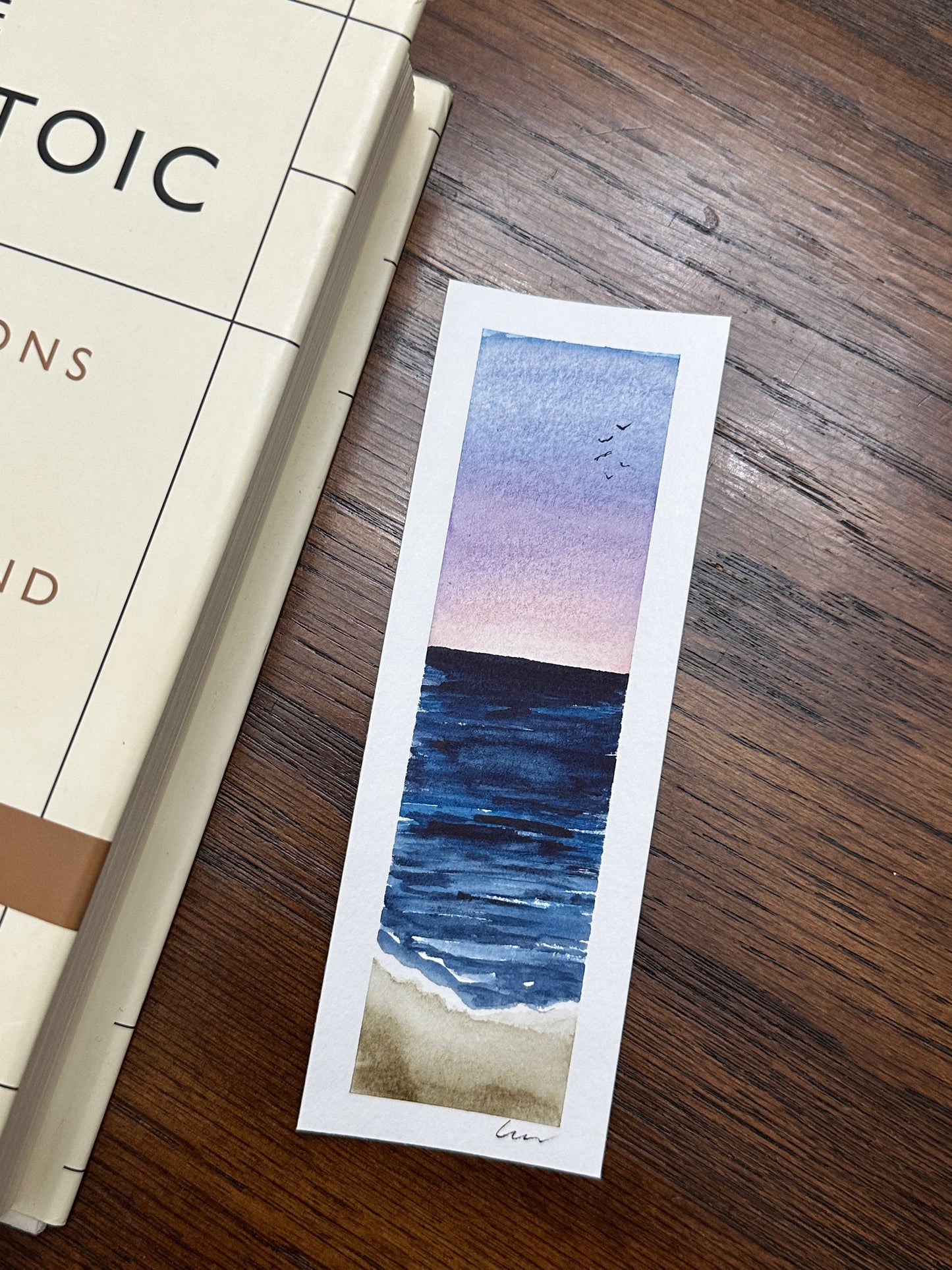 Original Watercolor Sunset at the Beach Bookmark