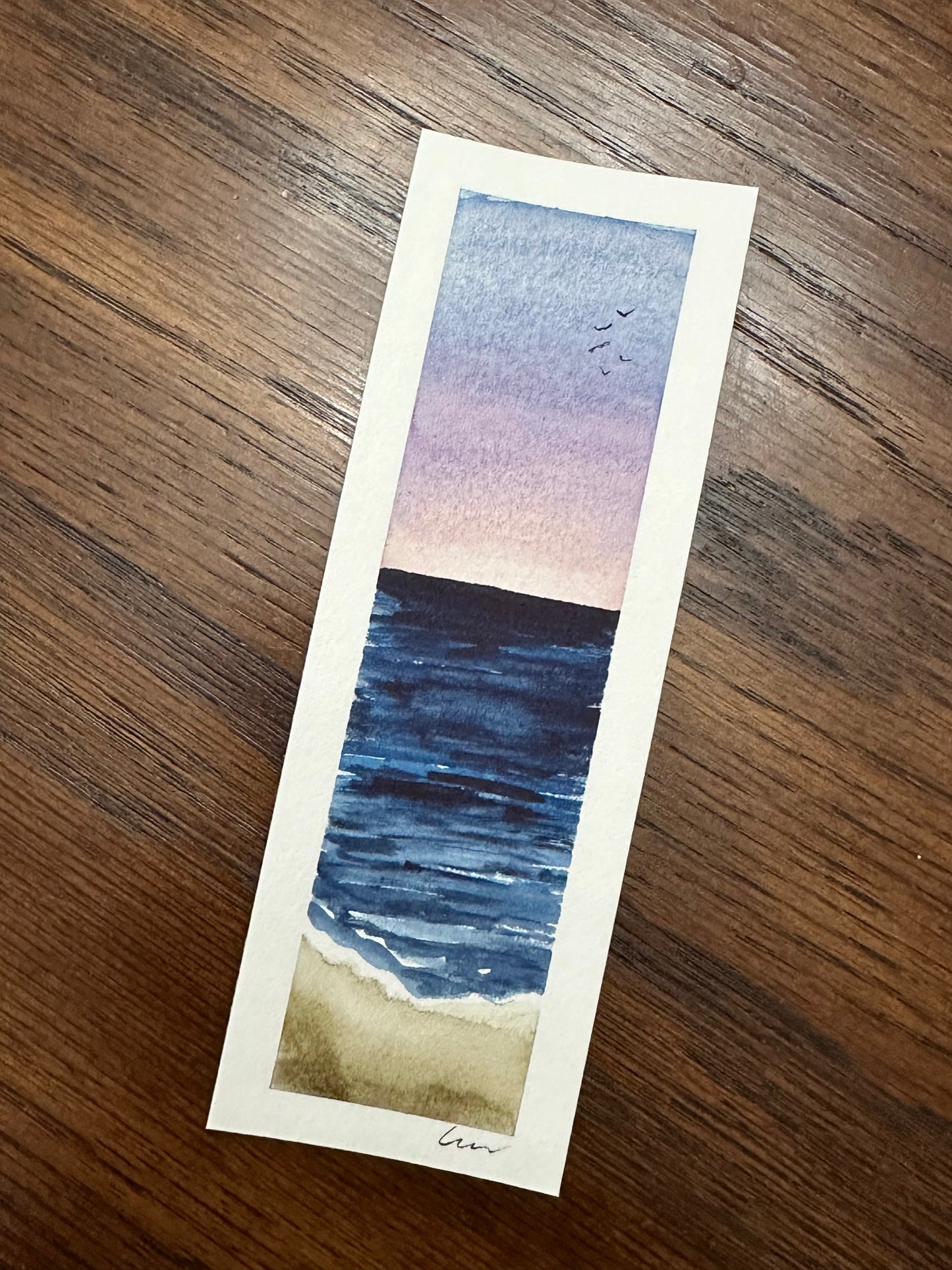 Original Watercolor Sunset at the Beach Bookmark