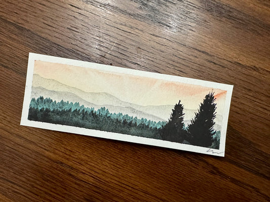 Original Watercolor Forest Bookmark