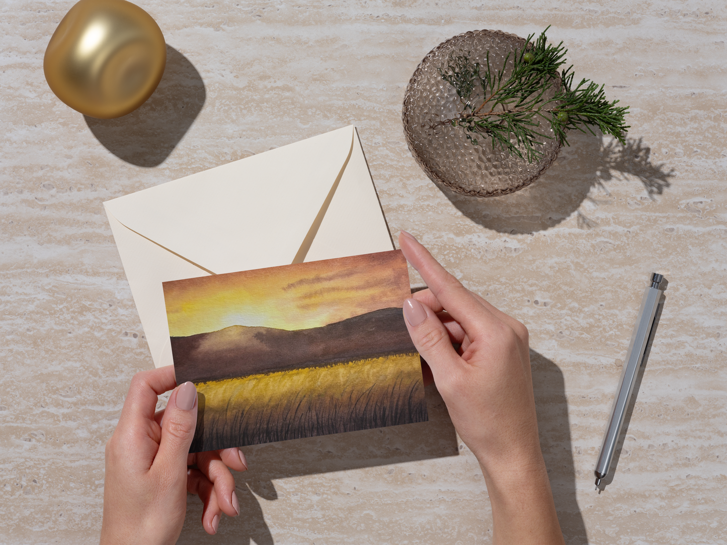 Sunset Watercolor Greeting Card